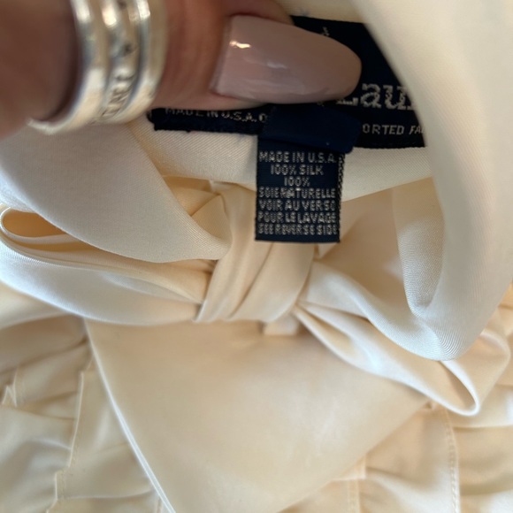 Ralph Lauren ruffled silk neck tie blouse - Picture 5 of 12